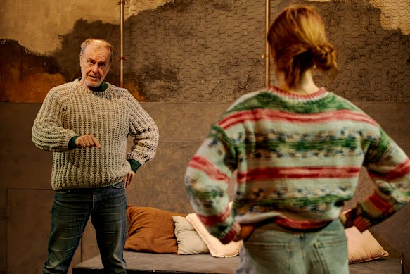 Christopher Stollery as the gruff father of Julie (Estelle Davis) in Romeo and Julie at KXT on Broadway.