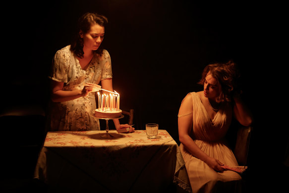 Catherine Van-Davies as Stella and Sheridan Harbridge as Blanche in Old Fitz Theatre’s A Streetcar Named Desire.