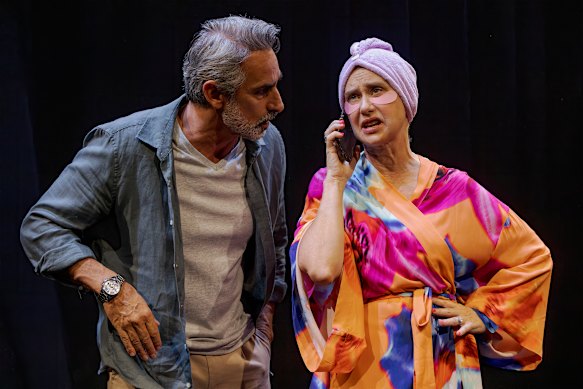 Mandy Bishop as Katie with Johnny Nasser as her husband Roger in The Social Ladder. 