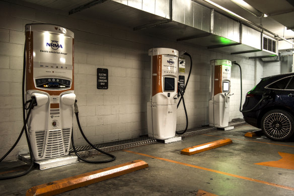 An electric car charging station in Zetland. Many more will be needed.