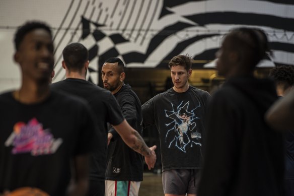 Kyrgios with his basketball crew.