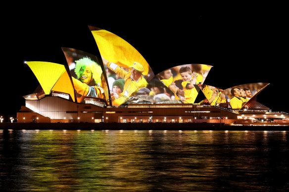 The Sydney Opera House lit up as part of Australia’s successful bid to host the 2027 and 2029 Rugby World Cup.