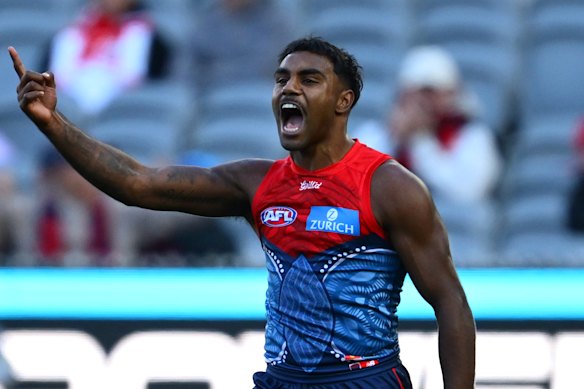Kysaiah Pickett sparked Melbourne with five goals against Sydney.