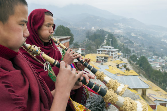 Monks at Tawang monastery, a credible location for finding the next Dalai Lama, in the Indian state of Arunachal Pradesh. China does not recognise Indian sovereignty over much of this region.