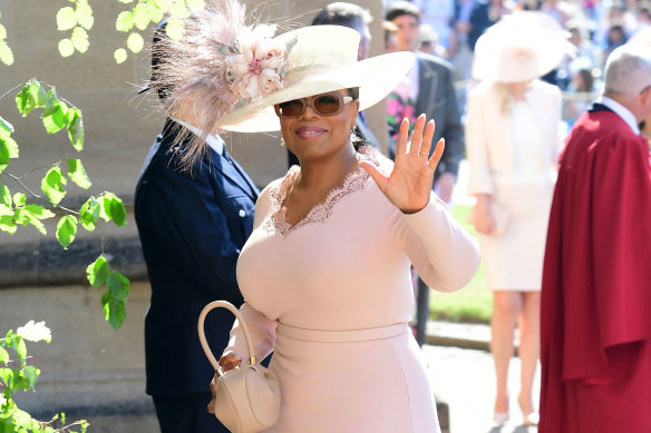 Oprah at the couple’s royal wedding in 2018. 