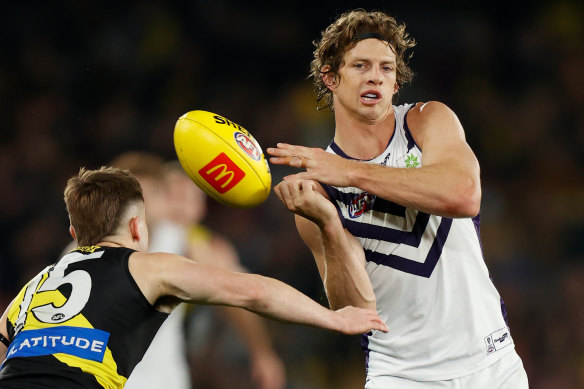 Nat Fyfe in action against Richmond in round 19 last year.