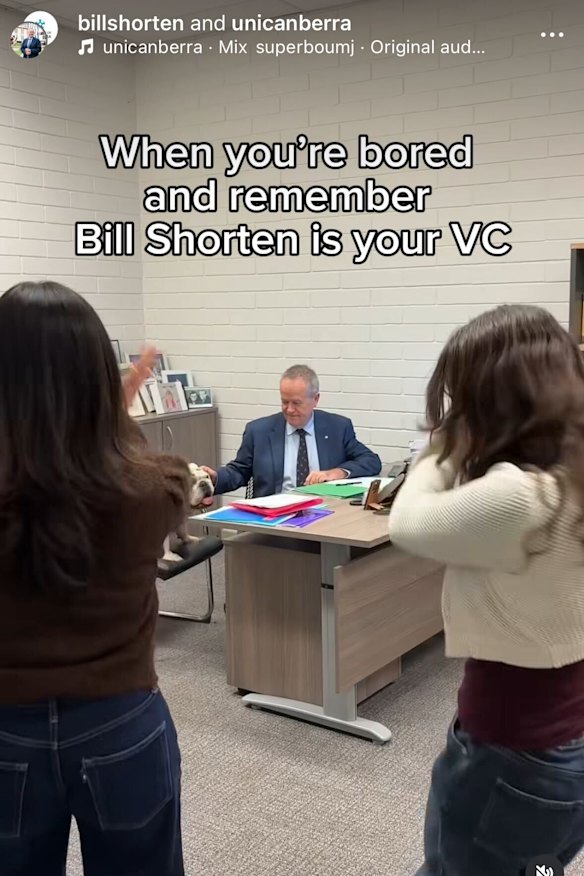 Bill Shorten is leaning into his new role as University of Canberra vice chancellor.