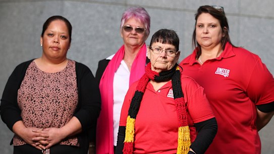 Aged care workers Nicole, Jude, Jen and Donna are disappointed the budget did not include higher wages.