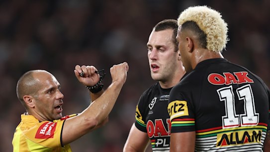 Viliame Kikau is put on report by referee Ashley Klein.