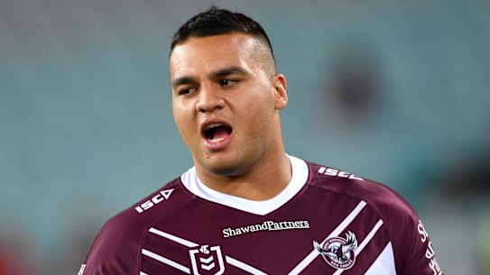 Lloyd Perrett playing for the Sea Eagles in 2019.
