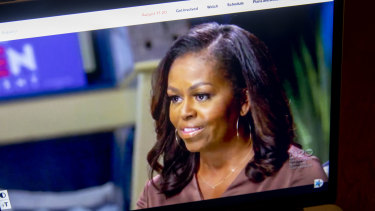 Searing: former US first lady Michelle Obama speaks during the virtual Democratic National Convention. 