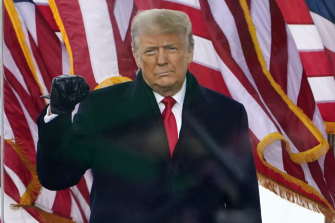 Donald Trump, pictured at a rally before the January 6 assault on the US Capitol. 