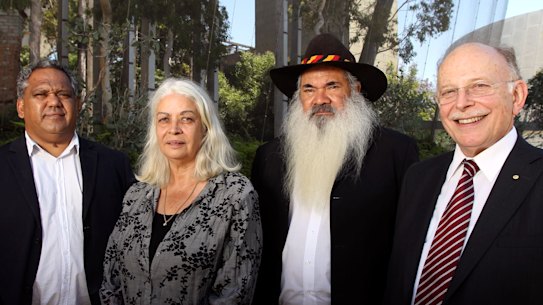From left: Noel Pearson, Marcia Langton, Patrick Dodson and Mark Leibler meet to discuss the issue in 2011.
Pic by