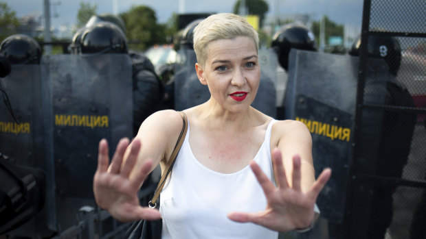 Maria Kolesnikova, one of Belarus' opposition leaders, during a rally in Minsk in August.