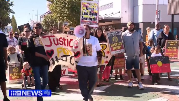 Protestors lined the streets of Geraldton on Wednesday asking for justice for JC.