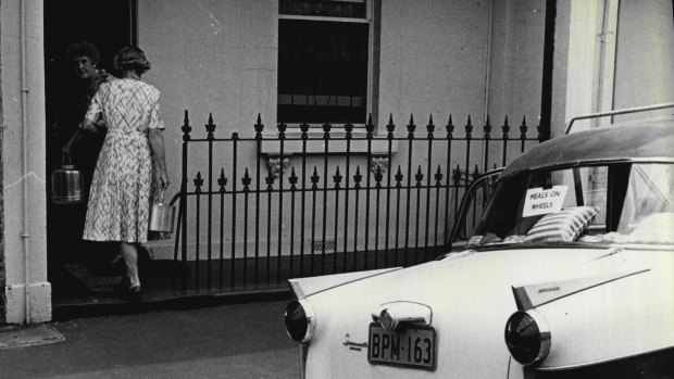 A Meals on Wheels delivery, Sydney, April 20, 1966