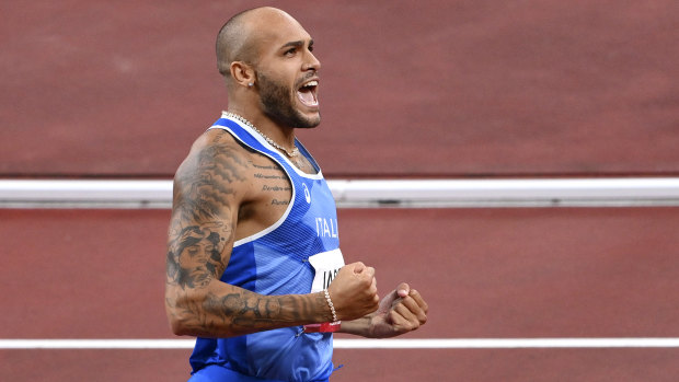 Lamont Jacobs took out the men’s 100m in stunning scenes.