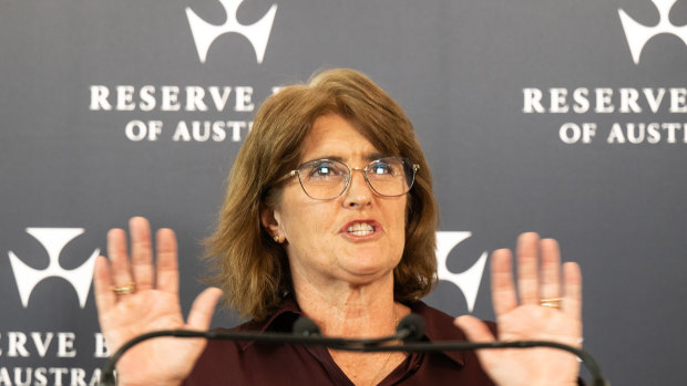 Reserve Bank governor Michele Bullock during her post-meeting press conference in Sydney on Tuesday.