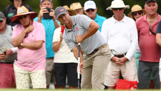 Adam Scott putts during his opening round in the PGA Championship.