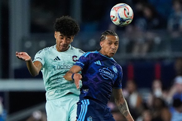 Lucas Herrington (left) playing for Colorado Rapids in MLS.