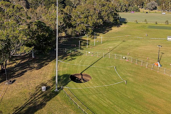 The sinkhole at AJ Burkitt Oval in Heidelberg in January.