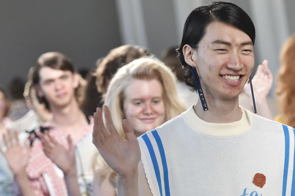 Models with acne-prone skin took to the runway in a rare display of pimple pride at the Moto Gua spring 2017 show in Milan.