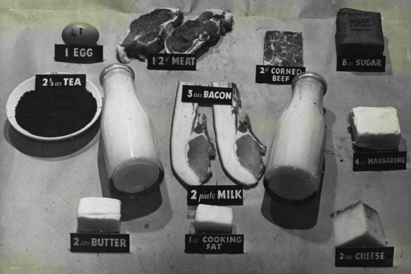 A weekly ration in Britain in December 1946.
