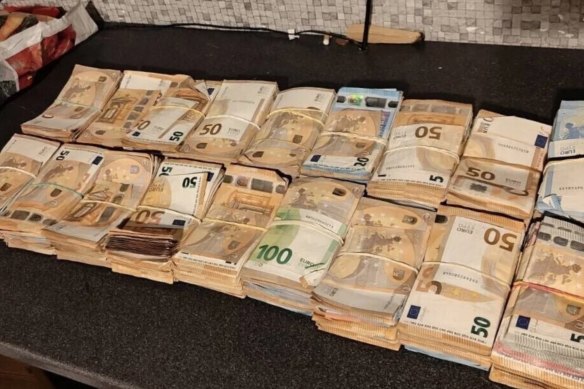Cash seized in Ireland as part of the crackdown on Ghost users.
