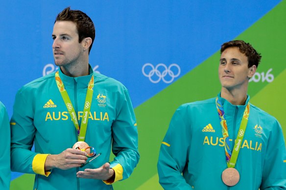James Magnussen (left) and Cam McEvoy (right) at the 2016 Rio Olympics.
