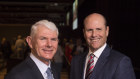 CSL boss Paul Perreault, right, and chairman Dr Brian McNamee say blood plasma collections are bouncing back but not yet at pre-pandemic levels.
