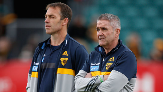 Alastair Clarkson and Chris Fagan, pictured in 2015 when at Hawthorn, have denied any wrongdoing.