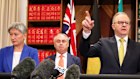 Albanese speaking at a press conference on Thursday morning in Melbourne about the tariffs.
