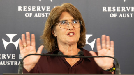 Reserve Bank governor Michele Bullock during her post-meeting press conference in Sydney on Tuesday. 