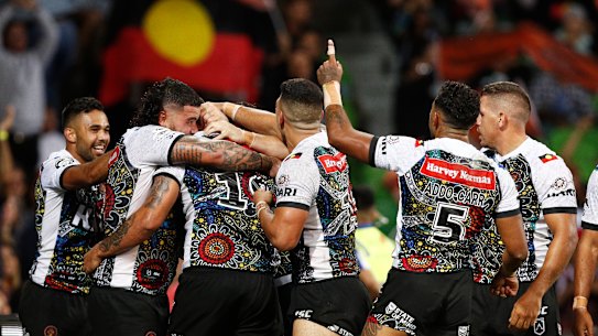 Last year, the majority of the Indigenous side did not sing the anthem during the clash.