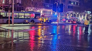 A man has died after he was fatally struck by a bus on friday night.