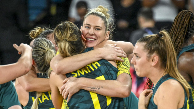 Lauren Jackson wasn’t required on court against Belgium but was part of the Opals team that won the bronze medal.