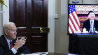 President Joe Biden meets virtually with Chinese President Xi Jinping on Monday.
