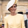 Princess Catherine in Emilia Wickstead and a model in Gary Bigeni at Australian Fashion Week.
