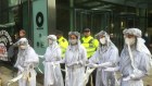 Protesters at Macquarie’s London HQ signal their opposition to the bank’s backing of a road tunnel in the British capital.