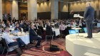 A big crowd greets Prime Minister Scott Morrison at the Financial Review Business Summit. 