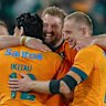 The Wallabies celebrate a remarkable victory against South Africa in 2025. The July Tests will be another huge test.