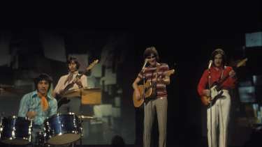 The Kinks performing on TV in 1969. Ray Davies is second from right.