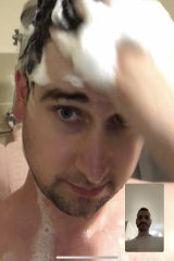 David Allegretti gets a FaceTime call from his friend in the shower.