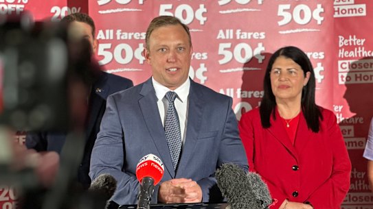 Premier Steven Miles speaking after the Labor campaign launch on Sunday.