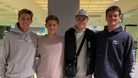 Brotherhood: Joey Walsh (second from left) with older brothers Jed, Jack and Ben.