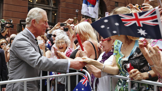 Then-prince Charles meets wellwishers during a visit to Sydney in 2015.