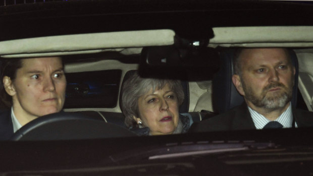 Britain's Prime Minister Theresa May leaves the Houses of Parliament in London.
