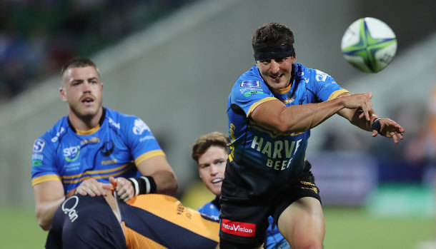 Tomas Cubelli and the Force can’t crack the Brumbies’ defence.