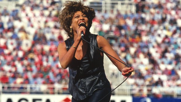 No encore: Tina Turner performing live at the 1993 NRL grand final at Allianz Stadium. 