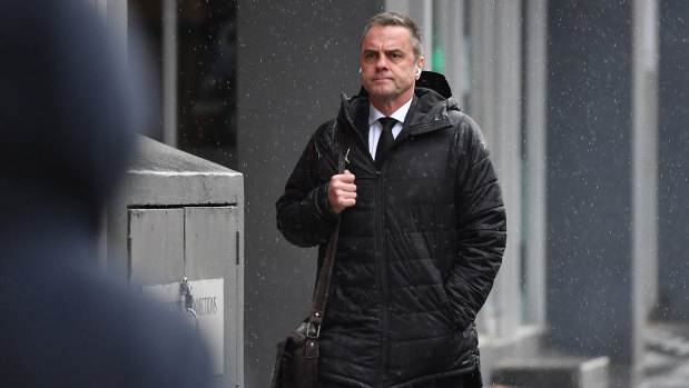 Stuart Bateson arrives at the Magistrates’ Court.